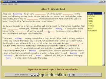 Cloze Maker - missing words program