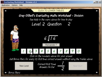 Division maths worksheet software