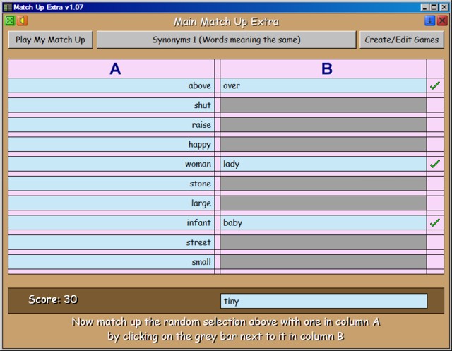 Match Up Extra language word and phrase game