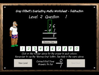 Subtraction - worksheet producing software download