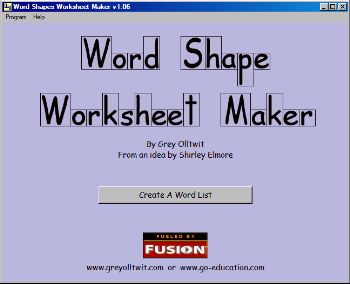 Word Shape Worksheet Maker